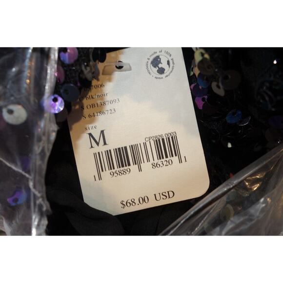 NEW Free People Intimately Big Night Sequin Crop Top BLACK Women's MEDIUM - Picture 6 of 6